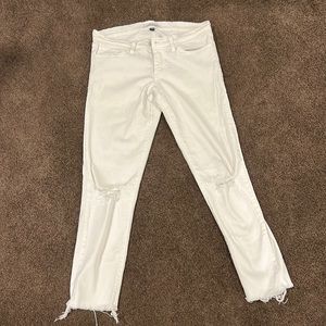 Flying Monkey White Ripped Ankle Length Jeans